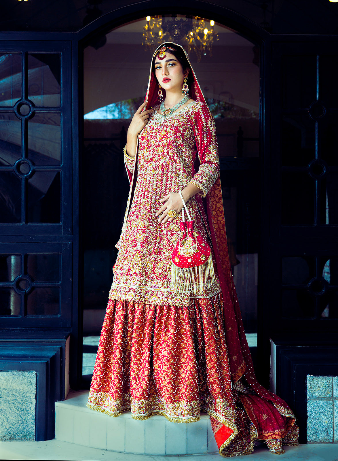 Red Aster Lehenga main image 1