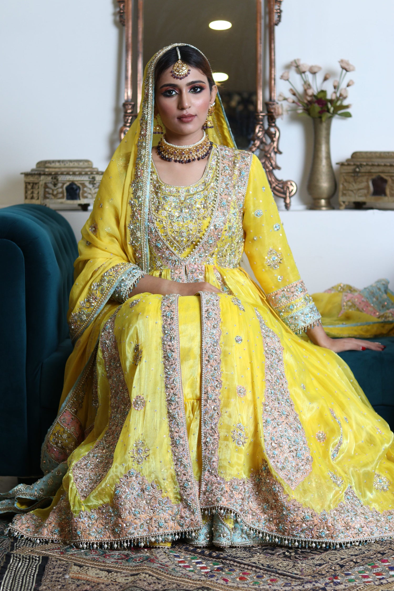 Farshi lehenga with blouse and embellished jacket