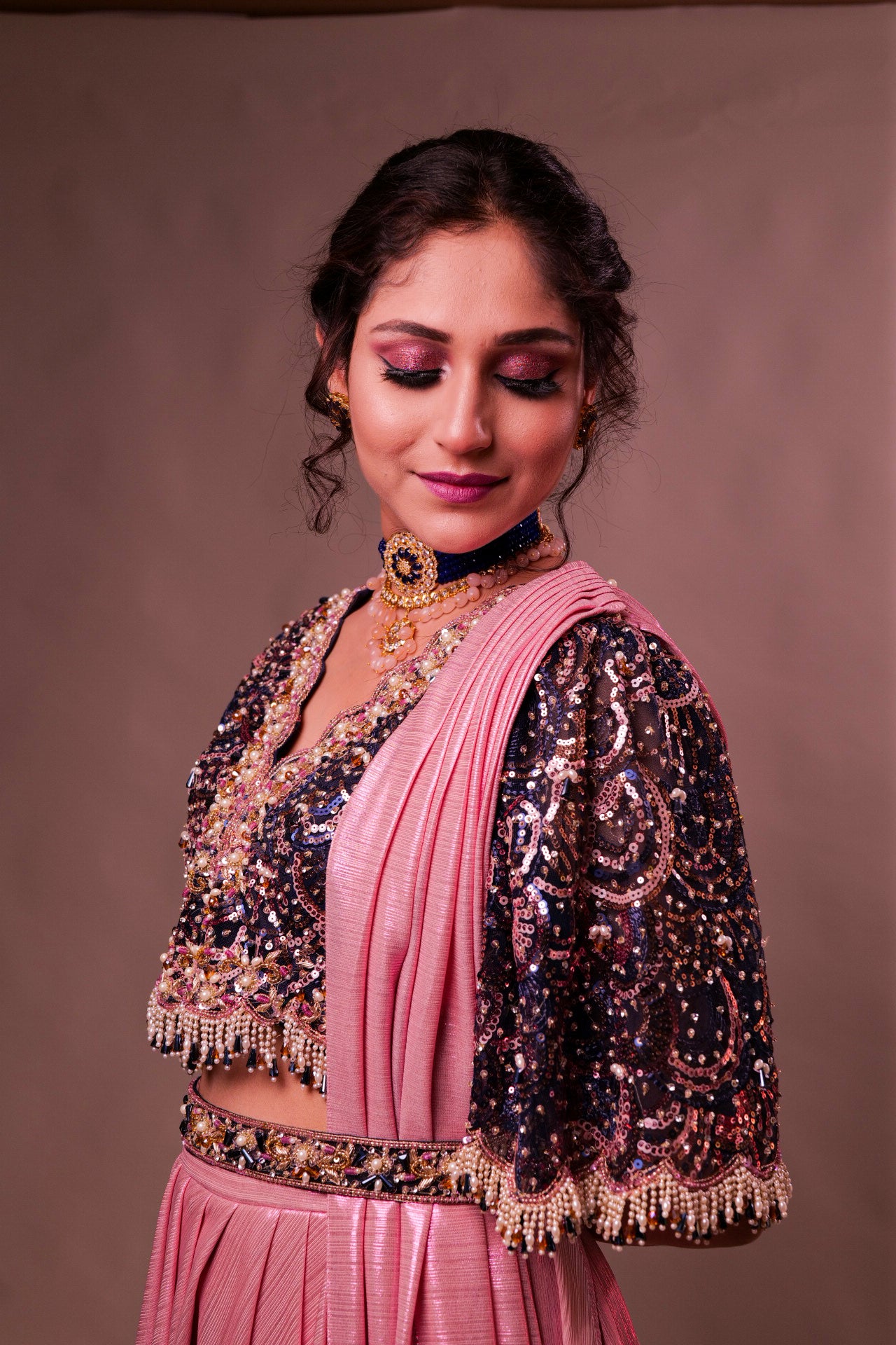 Fancy Drape Bubblegum Pink Saree