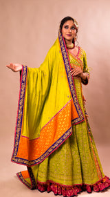 Angrakha anarkali with farshi lehenga
