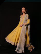 Yellow anarkali with palazzo pants